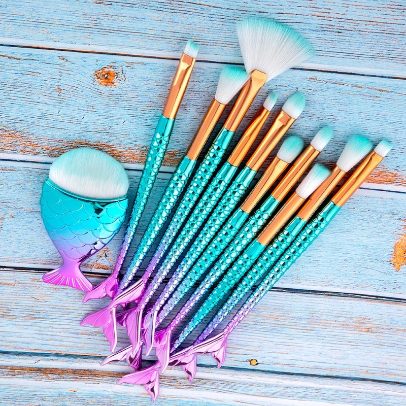 mermaid makeup brushes kit for women
