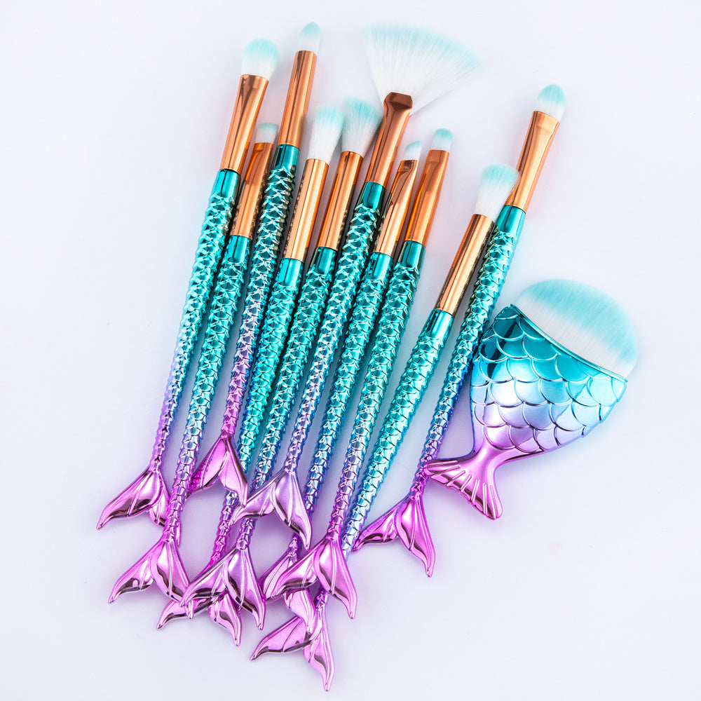 mermaid makeup brushes kit for women