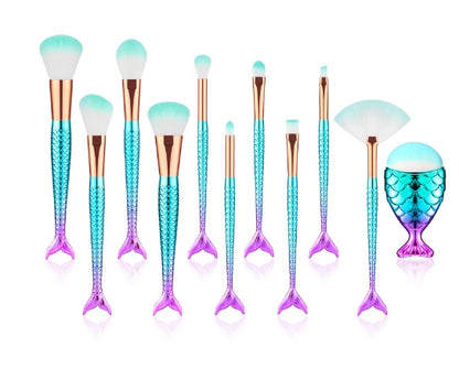 mermaid makeup brushes kit for women